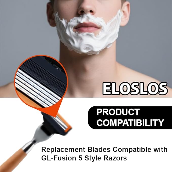 36 Blades Replacement Parts for GL-Fusion 5 Style Razors (Black), Wet Razors Men's Blades Value Packs