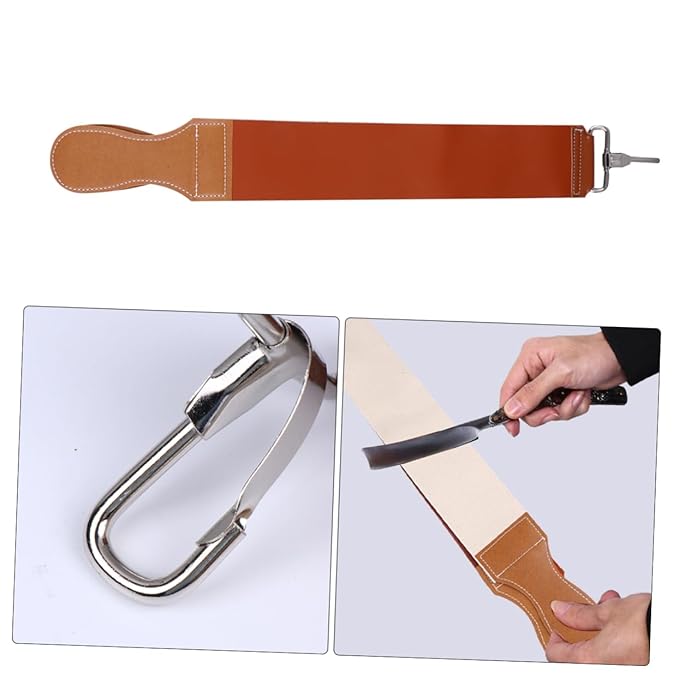 Cowhide Leather Straight Razor Strop Dual Straps for Easy Sharpening Vintage Barber Strop for Smooth Blades Hangable Design for Convenient Storage