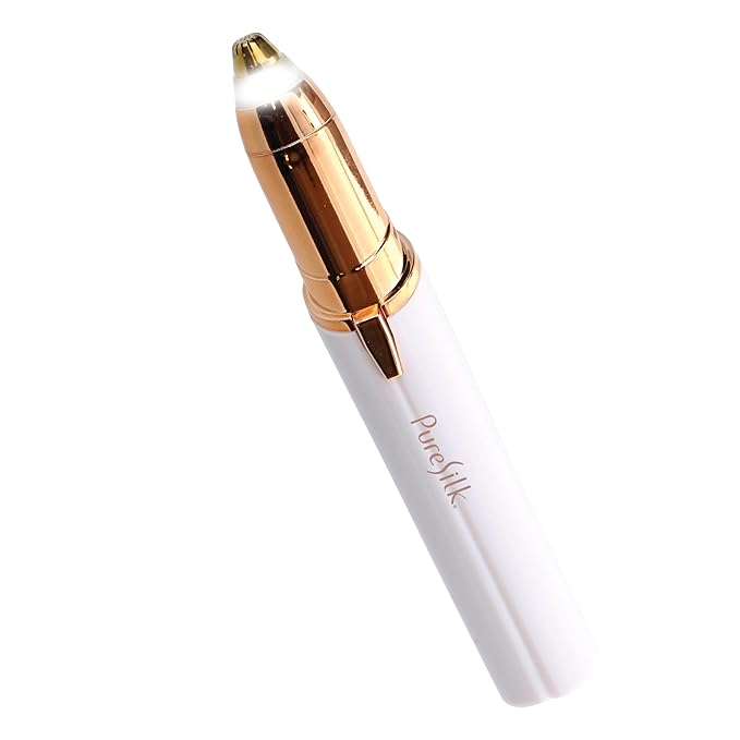 Pure Silk Eyebrow Hair Remover Shaver for Women, Fine Tipped Eyebrow Shaver for Shaping and Styling Eyebrows, Built in Light, Gentle and Pain-Free Eyebrow Styling Tool, Portable, Battery Operated