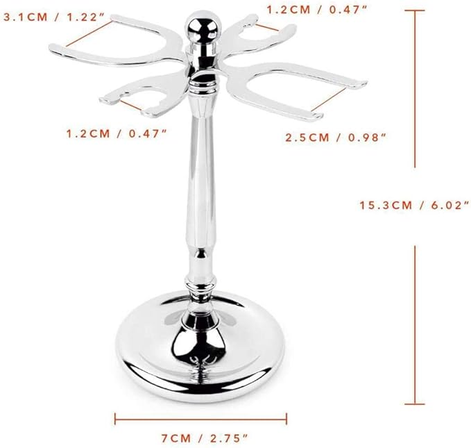 4 Prong Razors and Shave Brush Stand, Shaving Brush Holder Stand Tool, Shaving Accessories for Man, Holder, Holds 2 Double Safety Razors and 2 Shave Brushes (4 Holes)