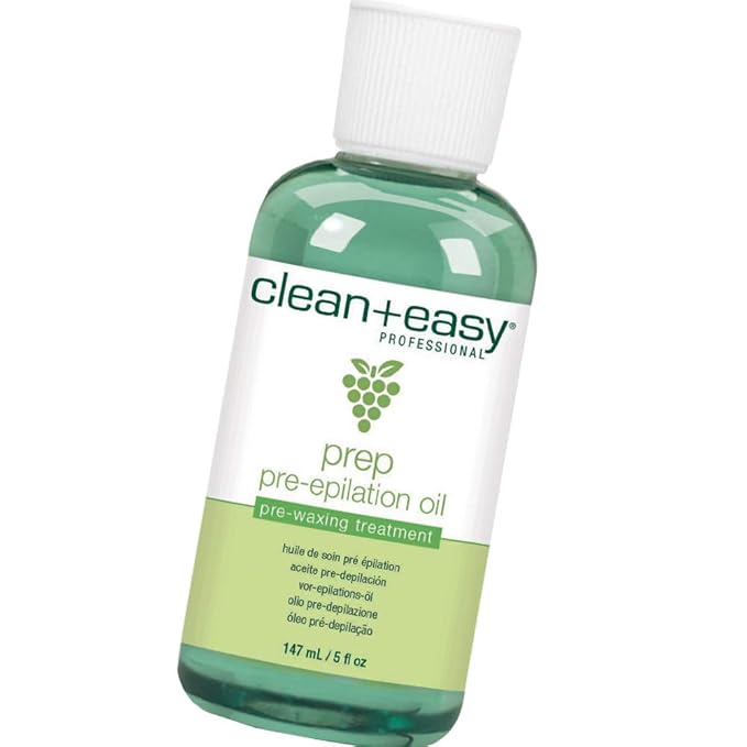 Clean + Easy Pre Wax Oil - Prepares the Skin for Hard Wax Application - Pre Waxing Treatment with Soybean and Grapeseed Oil, 5 oz