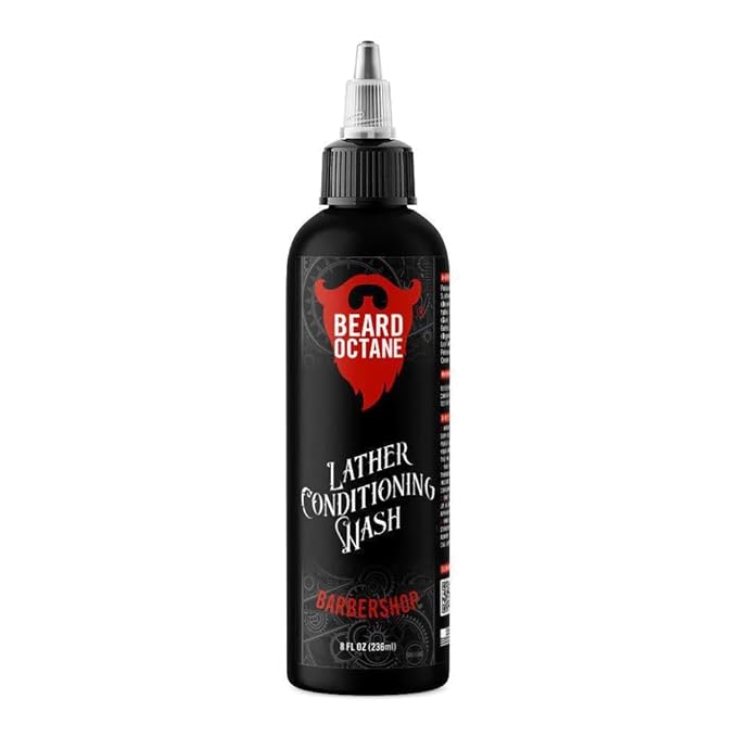 Beard Octane: Barbershop Beard Wash - 8oz Beard Shampoo - Cleans & Moisturizes Beards w/Shea Butter - Softer Beards - Made in USA