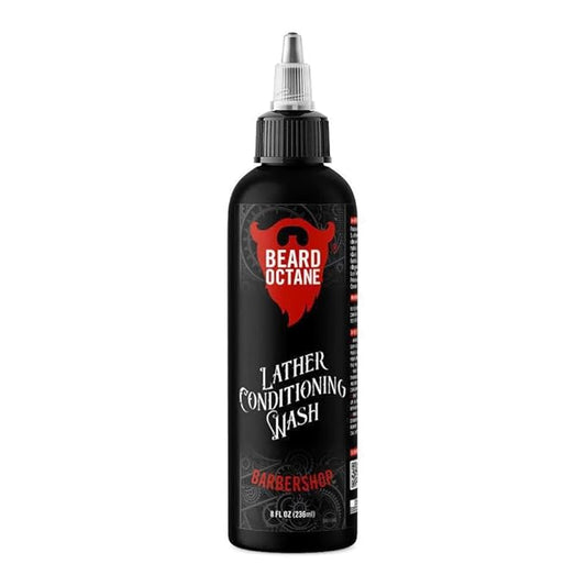 Beard Octane: Barbershop Beard Wash - 8oz Beard Shampoo - Cleans & Moisturizes Beards w/Shea Butter - Softer Beards - Made in USA