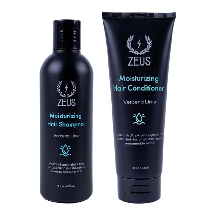 ZEUS Daily Hair Wash Set for Men, Moisturizing Shampoo & Conditioner Duo with Fruit Extracts & Argan Oil for Smooth, Healthy, Strong Hair (Made in USA) Combo Set