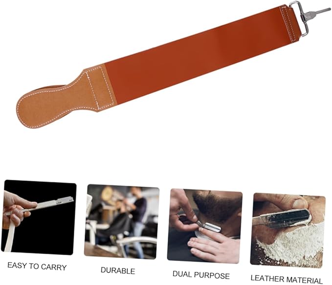 NOLITOY Leather and Canvas Razor Strop Durable Double-layer Sharpening Strap for Smooth Shaving Blades for Barbers and Home Use Hanging Buckle