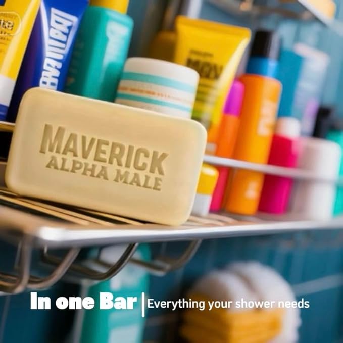 Maverick Alpha Male Soap and Health Brand Unscented Tallow Soap for Men – Natural Bar with Coconut, Tea Tree & Turmeric | Deep Clean, Moisturizing, Sensitive Skin