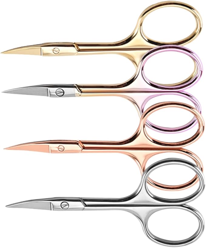 Angoily 12pcs Professional Beard Scissors Stainless Steel Mustache Trimmer for Barbers Painless Shears Random Color