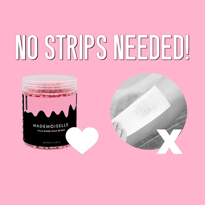 Miss Cire Pink Hard Wax Beads - Painless Hair Removal Peel-Off Wax - No Strips Needed - Low Melting Point - Creamy Texture - For Face and Body - Mademoiselle - For Sensitive Skin - 8oz
