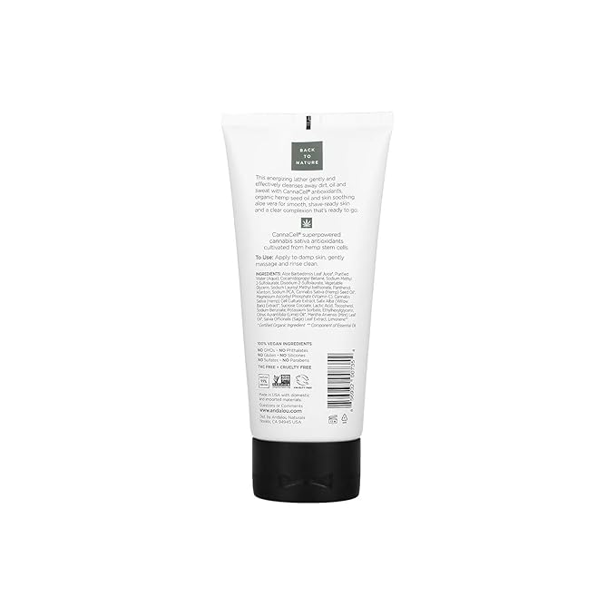 Andalou Naturals Men Refreshing Face Wash with CannaCell, 6 Ounces