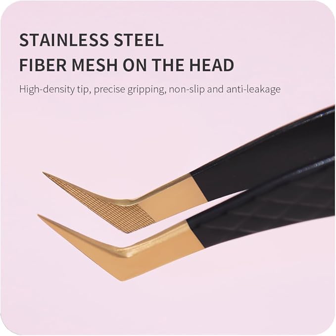 Lash Tweezers for Eyelash Extensions,Precision Fiber Tip for Volume Eyelash Extensions,Lash Extension Tweezers for Easy Application and Removal-A01+07+08