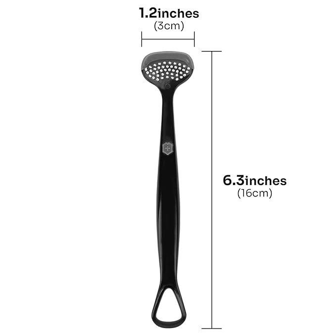 6-Pack Tongue Brush and Scraper for Adults - 3-in-1 Cleaner for Oral Hygiene and Fresh Breath, Black