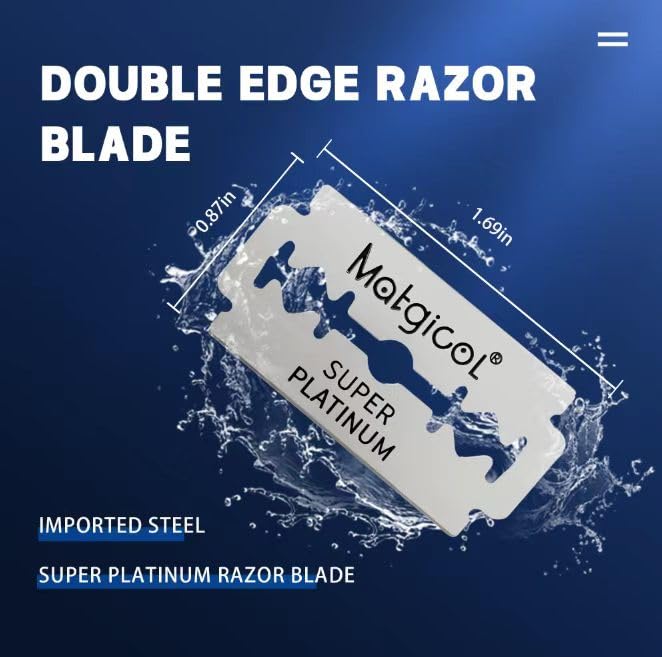 100Pcs, Double Edge Safety Razor Blades, Premium Platinum Stainless Steel Razor Blades with PTFE, Tungsten and Chromium Coated Edges for Smooth, and Comfortable Shaves