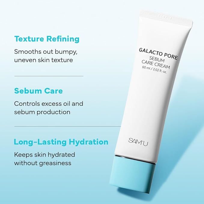SAM'U Galacto Pore Cream Niacinamide Face Moisturizer for Hydration and Radiant Skin, with Retinol and Peptide, Korean Skincare for All Skin Types for men and women, 2.02 fl oz