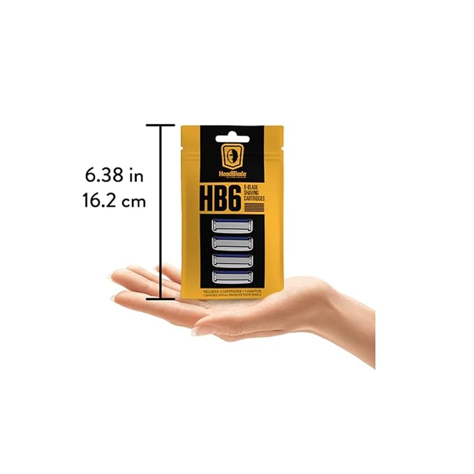 HeadBlade HB6 Refill Blades - 6 Stainless Steel Blades for No Tugging or Pulling, Shave Less, Works for Face, Body, and Scalp
