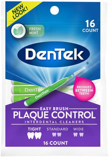 DenTek Easy Brush Fresh Mint Tight Interdental Cleaners, 16 Count (Pack of 3)