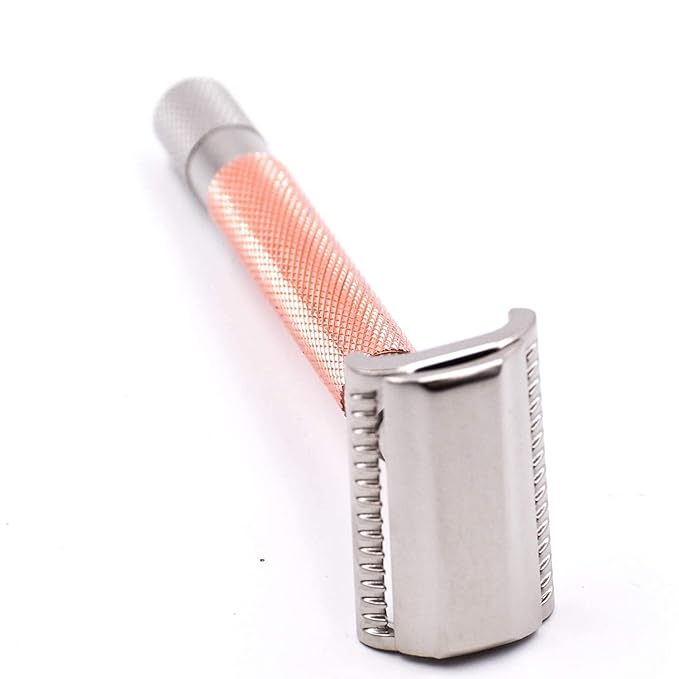 Parker Semi-Slant Safety Razor – Rose Gold Finish | Elegant DE Razor for Women & Men with Sensitive Skin | Slanted Head + 5 Parker Blades for Smooth Results | Iconic Brand