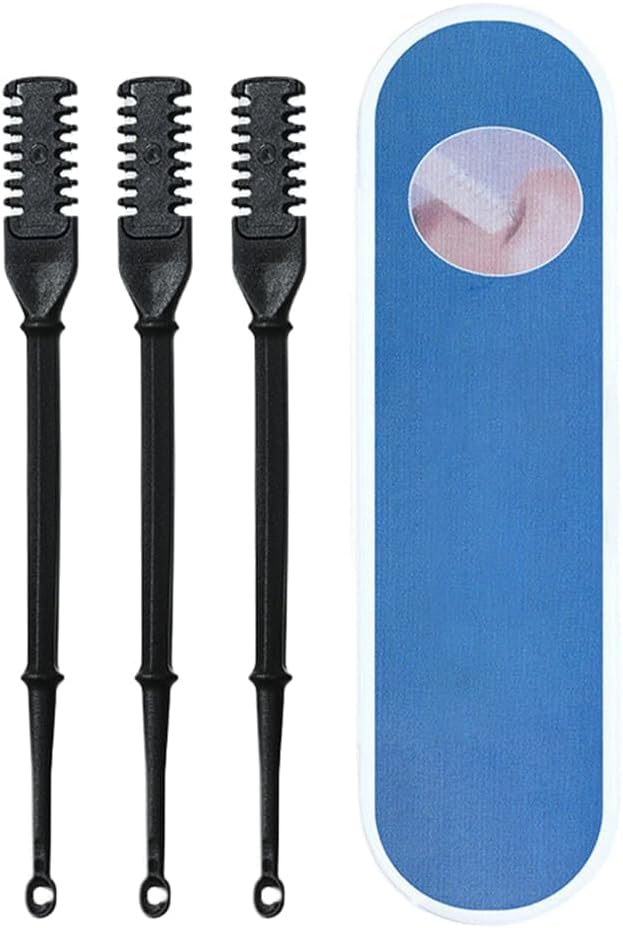 2-in-1 Nasal Hair Cutter, 2025 Upgrade Double Sided Nose Hair Knife, Rotating Nasal Hair Razor Cutter with Ear Picker for Women and Men, 360 Degree Rotating Manual Nose Hair Trimmer (Black)