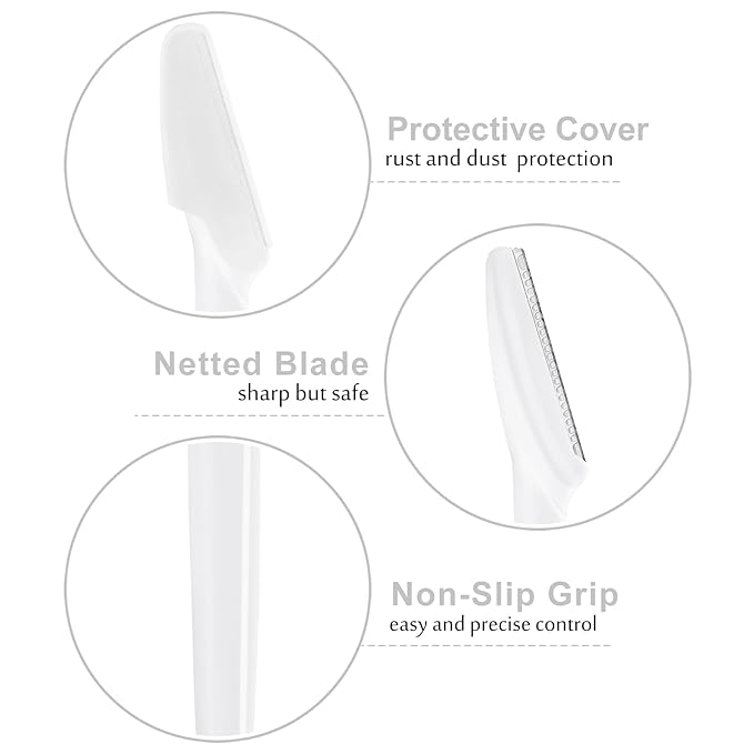 21 Pcs White Eyebrow Razors, Face Razors Multipurpose, Exfoliating Dermaplaning Tools, Eyebrow Trimmers Shaver with Protective Cover, Facial Hair Removal for Women Men Body Use