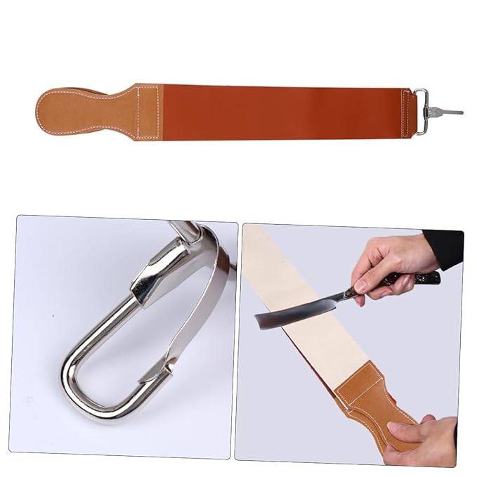Cowhide Leather Double-layer Razor Strop for Sharpening Straight Razors Professional Barber Use Easy to Hang with Buckle Design Smooth Shaving Blade Enhancement