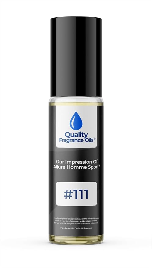 Quality Fragrance Oils' Allure Homme Sport Impression #111 | Long-Lasting Perfume Oil, Alcohol-Free, Strong Scent, 10ml Roll-On | Affordable Alternative to Designer Fragrances