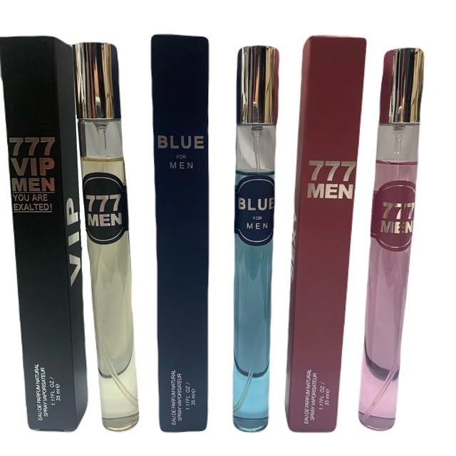 3 Pack Cologne for Men(Blue,777And 777 VIP) Perfume Gifts for Husband,Gifts for Him,Eau de Parfum,Ideal for Trials, or Gifting.Travel Size Perfume,Natural Spray Long Lasting