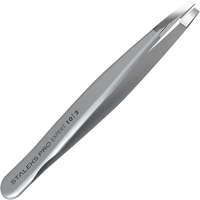 Staleks Pro EXPERT 10 Eyebrow Tweezers Type 2 – Narrow Straight Tips – Stainless Steel – For Thin Eyebrow Shaping – Professional Quality
