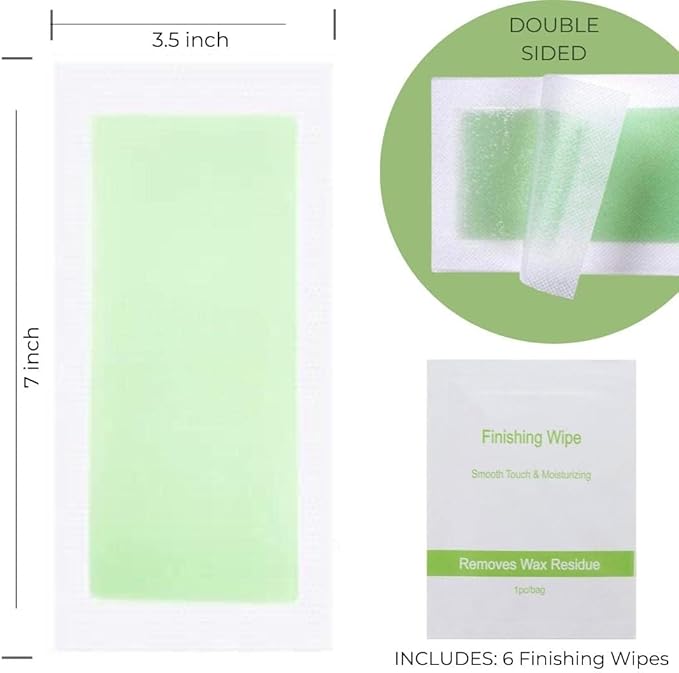 Amira Beauty - Waxing Strips Infused with Aloe Vera Pre Applied Ready to Use Hair Removal Wax Strips for Legs and Body Suitable for All Skin Types 64 Count