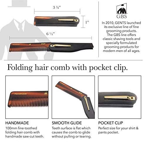Handmade Tortoise Shell Comb Set – Pack of 4 Premium Fine-Tooth Combs for Men & Women – Includes Pocket, Folding, Dressing & Mustache Combs – Stylish Hair & Beard Grooming Kit