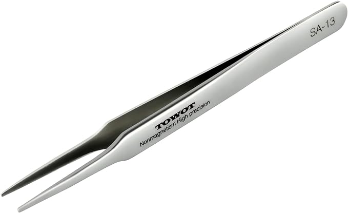 Precision Tweezers, Stainless Steel Pointed Tweezers for Craft, Electronics, Soldering, Experimental Work, Jewelry-Making, Non-Magnetic Industrial Tweezers by TOWOT