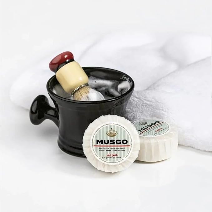 Ach Brito Musgo Shaving Soap, 100g - Made in Portugal, Natural Ingredients, Smooth Shave - Classic Bar Soap for Men - Traditional Portuguese Grooming Essential, White