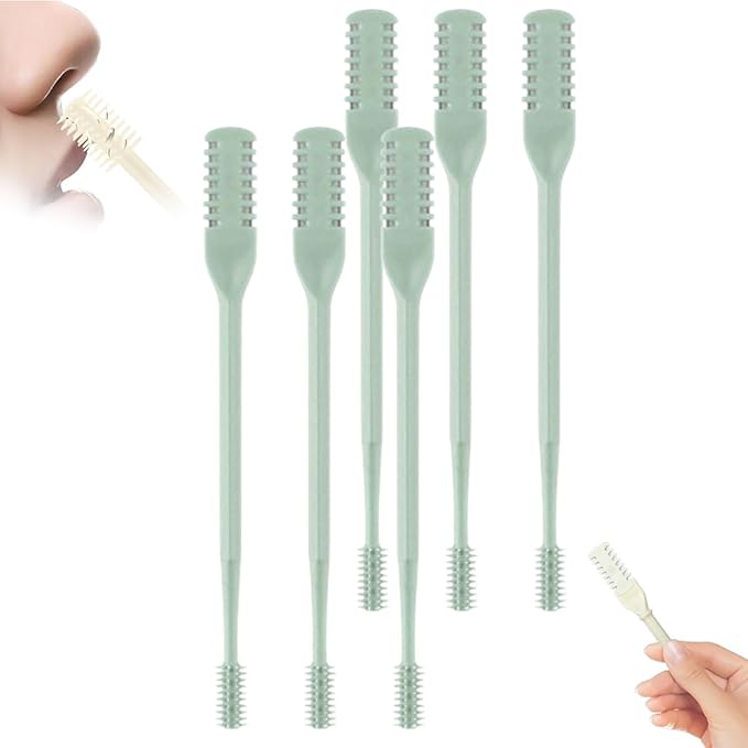 2-in-1 Nasal Hair Cutter, 360° Rotating Double Sided Nose Hair Removal Tool Mini Noses Hairs Removers Tools Nose Hair Clipper with Ear Picker for Women and Men (Green, 6pcs)