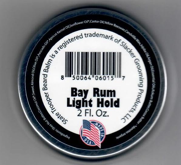 Bay Rum Mustache Wax & Beard Balm - All Natural Ingredients - For Best Styled Handlebar Mustache and Nourished, Moisturized & Tamed Beard with Leave-In Balm with Argan Oil