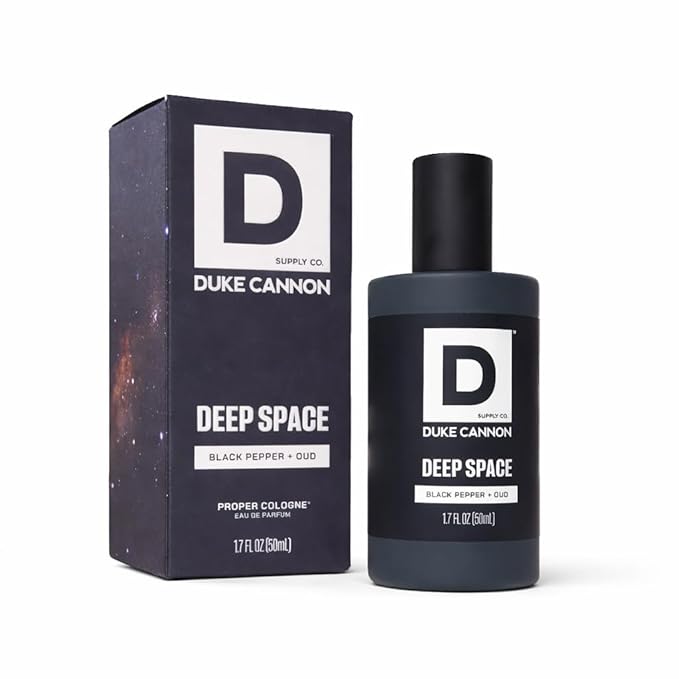 Duke Cannon Proper Cologne for Men - Men's Eau de Parfum - Fragrance for Lasting Wear - Essential Oils - Black Pepper & Oud - Deep Space, 1.7 fl oz