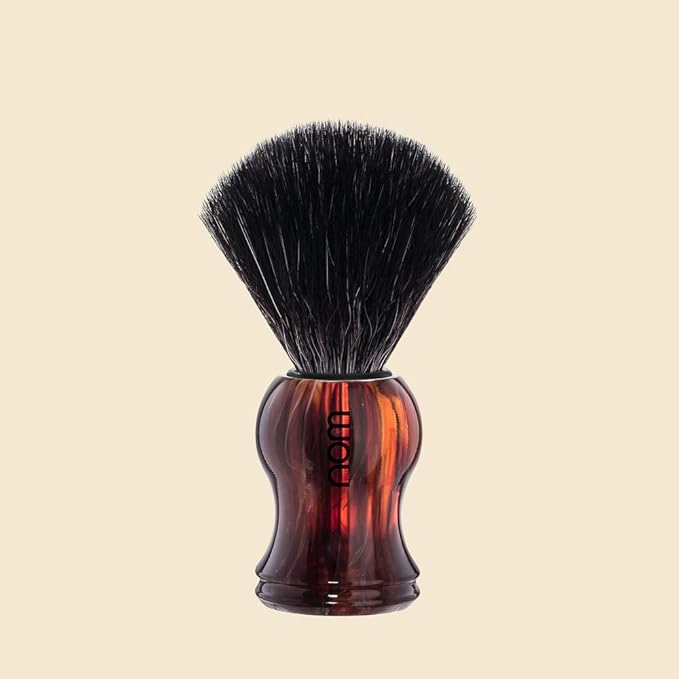 NOM Gustav shaving brush | Vegan Shave Brush for Shaving soaps and creams | sustainable eco-friendly and reusable |exfoliating shaving brush | Havanna handle