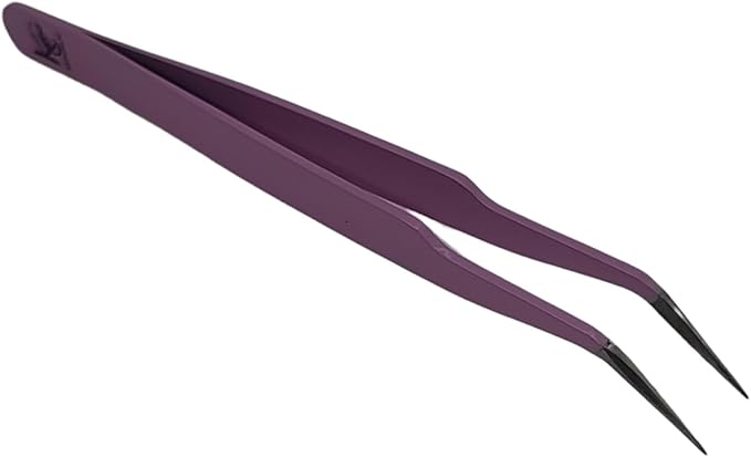 Violet Curved Professional Tweezer Great For Eyebrow, Eyelash, Facial, Ear, Nose & Ingrown Hair Remover Treatment. Make Perfect Eyebrow Shapes (Violet)