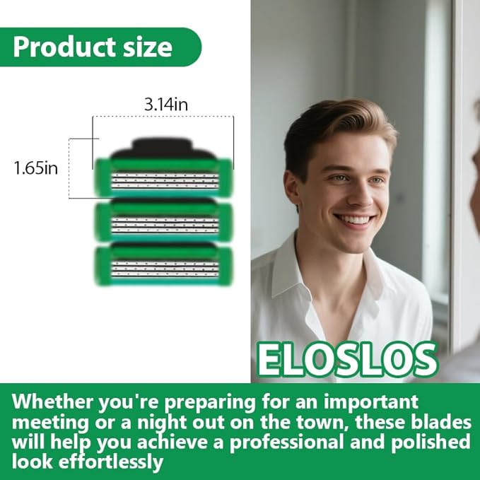 36 Blades Replacement Parts for GL-Mach 3 Style Razors (Green), Wet Razors Men's Blades Value Packs