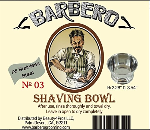 Barbero Deluxe Stainless Steel Shaving Bowl for Shaving Soap