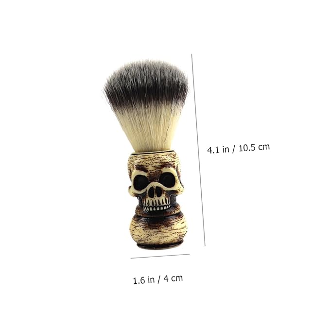 1Pc Skull Pattern Badger Hair Beard Brush for Men Portable Shaving Brush with Durable Handle Stylish Grooming Tool for Softening Beard and Easy Travel