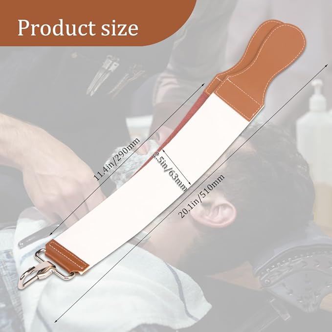 ZORZA 1Pcs Dual-Sided Leather Sharpening Straps Professional Barber Leather Strap Straight Razor Strop with Cowhide & Canvas for Enhanced Razor Sharpening & Smoothing Experience(Brow)(Cowhide+Canvas)