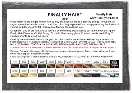 Finally Hair Keratin Hair Building Fibers - 25 Gram 25g 25 g gr gram 25gram Refill (Dark Grey & Pepper)