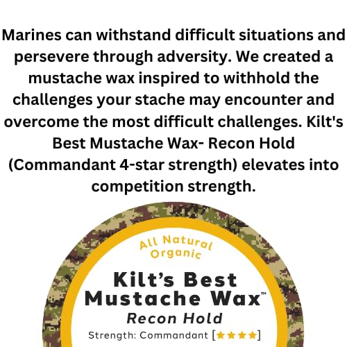 Recon Hold Mustache Wax- Strong Hold for Competition & Precision Styling- Miltiary- Grade, Non- Sticky, High Heat Tolerance- Unscented, All- Natural & Organic- Beeswax & Carnauba Wax