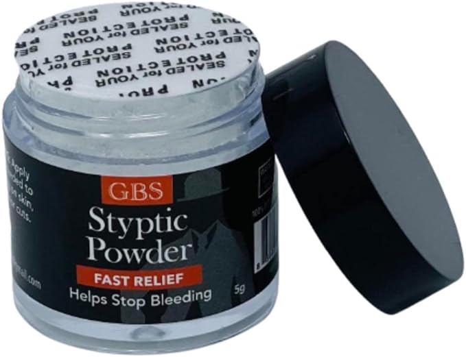 G.B.S Styptic Powder Vials with Sealed Top Stop Bleeding, First Aid Useful for Minor Cuts, Nosebleeds, Camping Safety Survival Kit (.18 oz) (6)