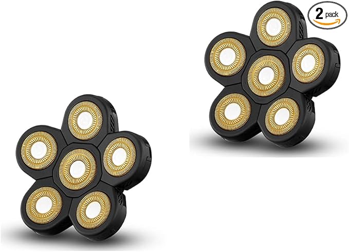 Roziapro Upgrade 6D Electric Shaver Replacement Head Freedom Head Shaver Replacement Blades Head Shavers for Bald Men Replaceable Head Waterproof Blades for Men Replacement Blade Head (Gold Pack 2)