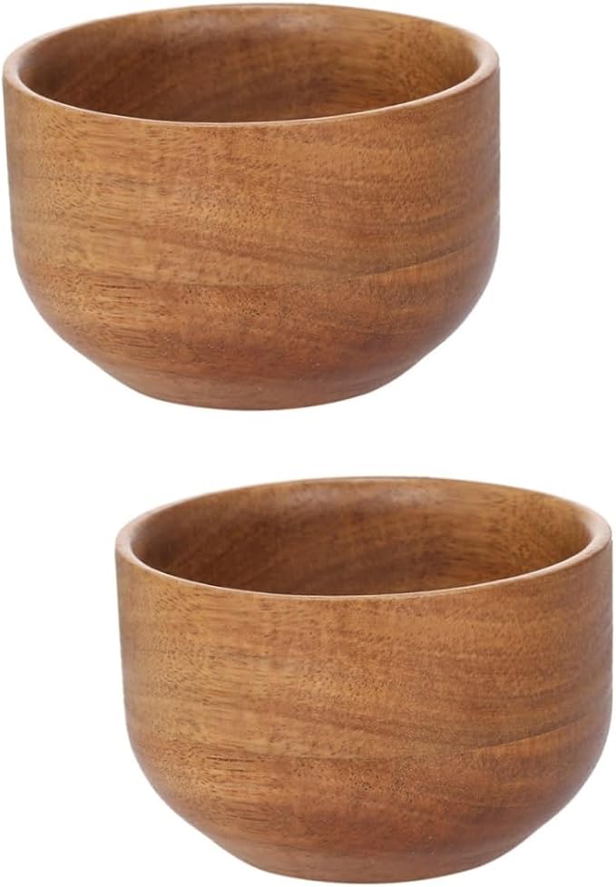 Angoily 2pcs Wooden Men Shaving Bowl Creative Shaving Soap Bowl for Home Barber Shop Men