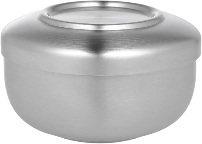 Yinhing Stainless Steel Shaving Bowl, Shave Cream Soap Brush Holder for Beard Cleaning, Smooth Surface with Cover, Lightweight Durable Shaving Mug for Men