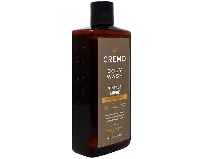 Cremo Rich-Lathering Vintage Suede Body Wash, A Vintage Suede with Notes of White Moss and Rich Amber, 16 Fl Oz (Pack of 2)