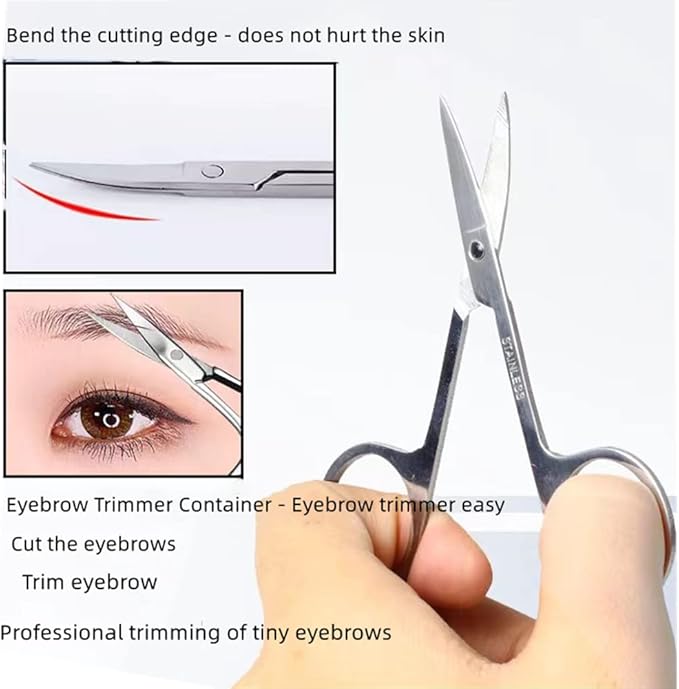 Small Scissors, 3.5in Beauty Scissors,for Personal Facial Hair Grooming ，Curved and Round Design, for Trim Men/Women Eyebrows Trimming, Eyelashes,Nose Hair, Ear, Mustache 3 Pack
