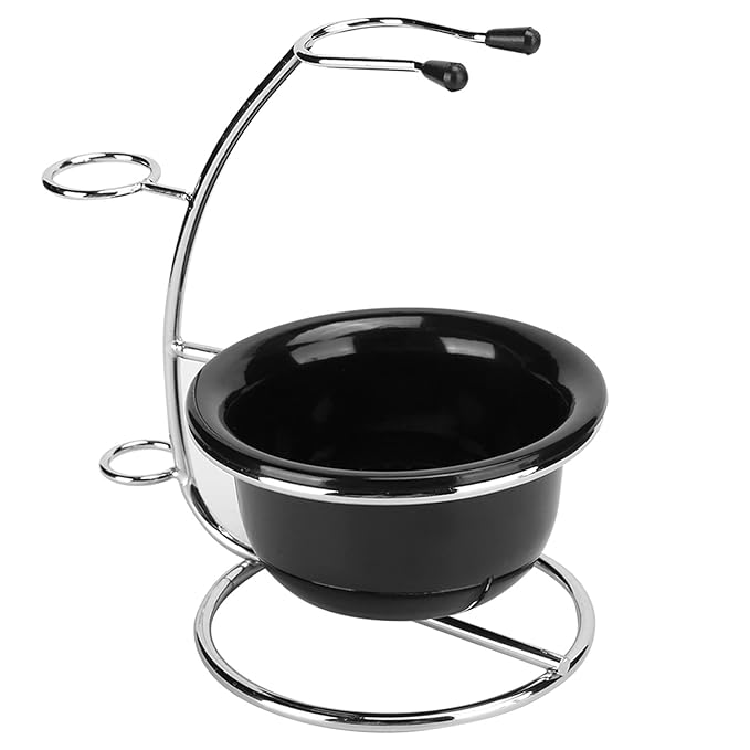 Shaving Stand Holders Foaming Soap Bowl, Double Metal DesignShave razors Stand Soap Bowl Mug Set Beard Shaving Tool Set for Razors Brush