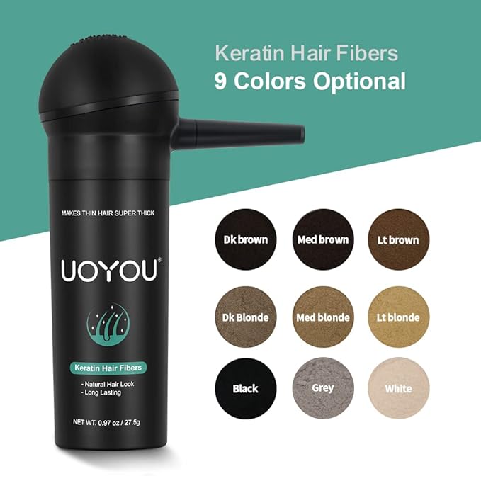 GREY Hair Fibers for Thinning Hair 27.5g Bottle with Applicator | Undetectable & Natural Keratin Hair Fibers Concealer for Hair Loss for Men and Women | Hair Building Fibres Powder [GREY]