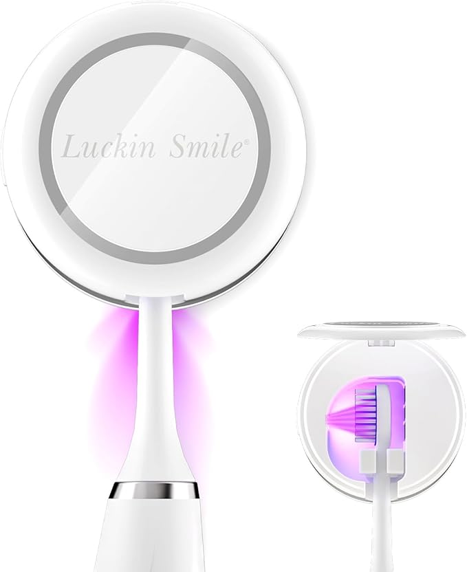 UV Toothbrush Sanitizer for Bathrooms, Single Toothbrush Sanitizer, Wall Mounted Tooth Brush Sanitizer Holder with Fan Drying, No Drilling (White)